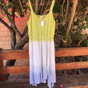 NWT XL Sand & Spirit Sleeveless Ombre Green v Neck Midi Knee Length Dress